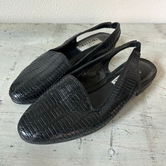 Vintage Trotters sling back mules leather weave 90s Lagenlook Cottagecore 9 wide - Picture 2 of 12